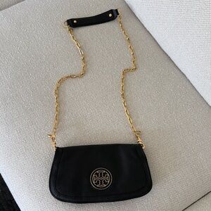 Tory Burch Black Crossbody Bag with Gold Chain